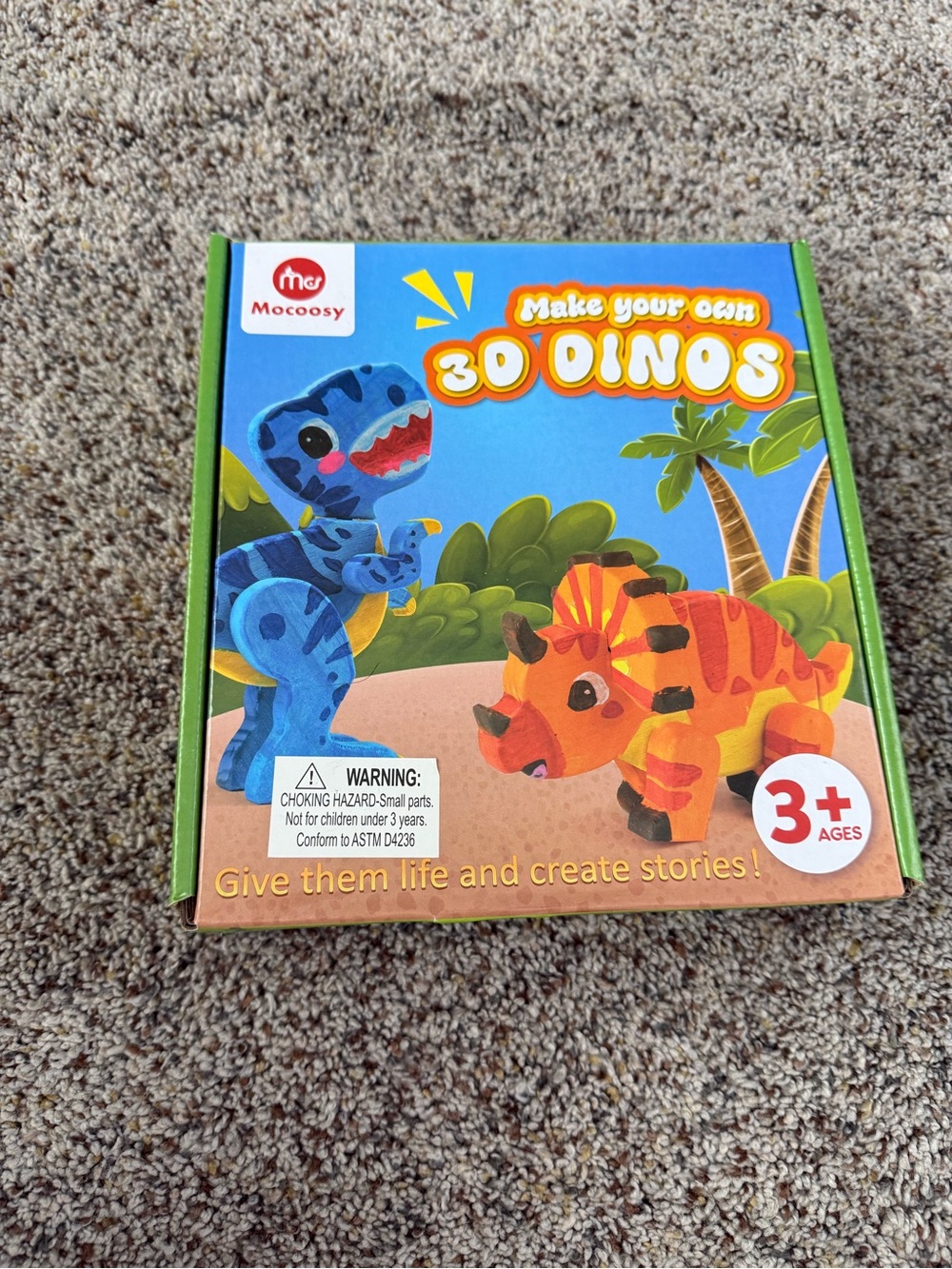 New In Box Mocoosy Make Your Own 3D Dinosaur Wooden Model Kit